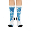 World Map Cushioned Crew Socks — Blue Travel Map Crew Socks