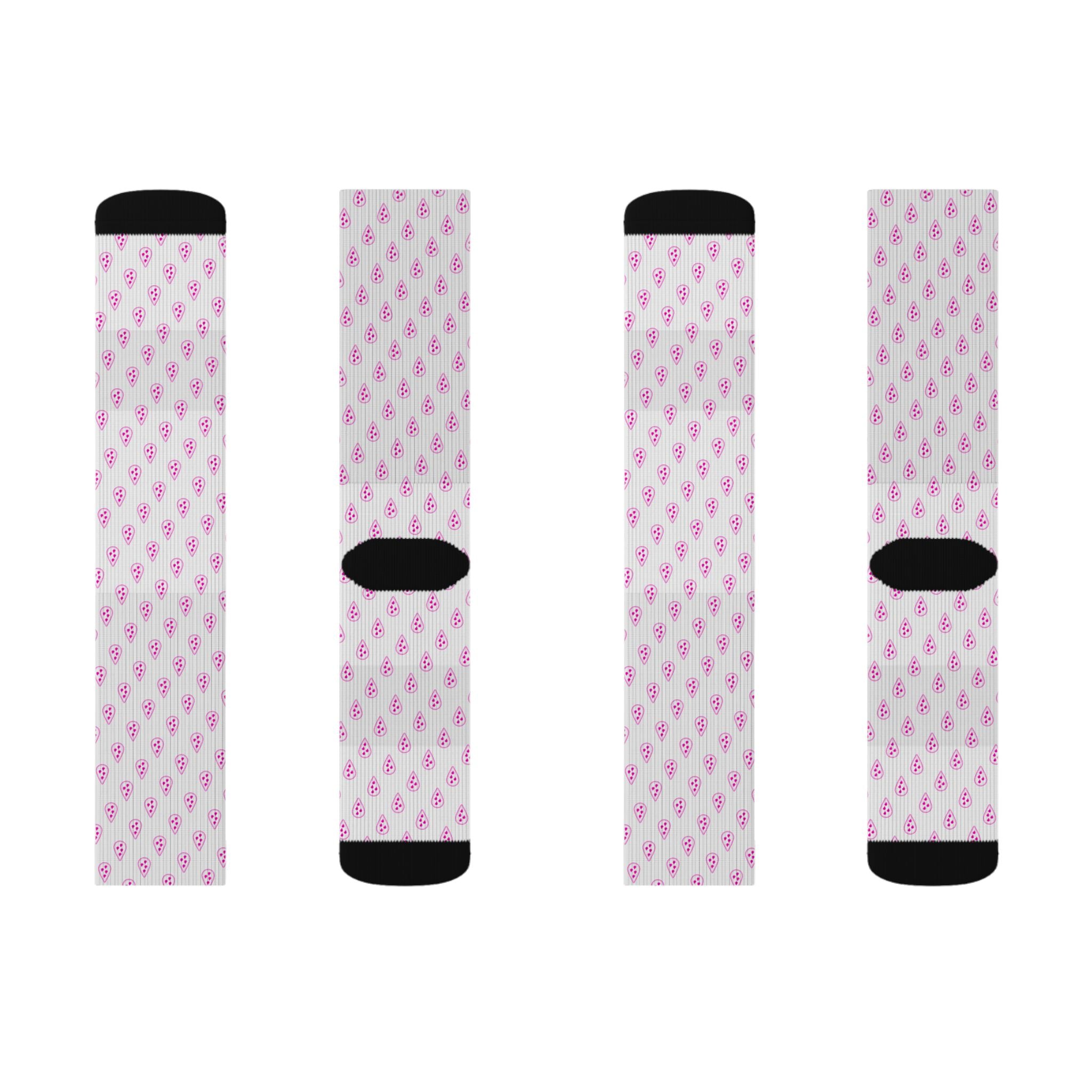 Pink Teardrop Flamingo Pattern Socks | Sublimation Crew Socks