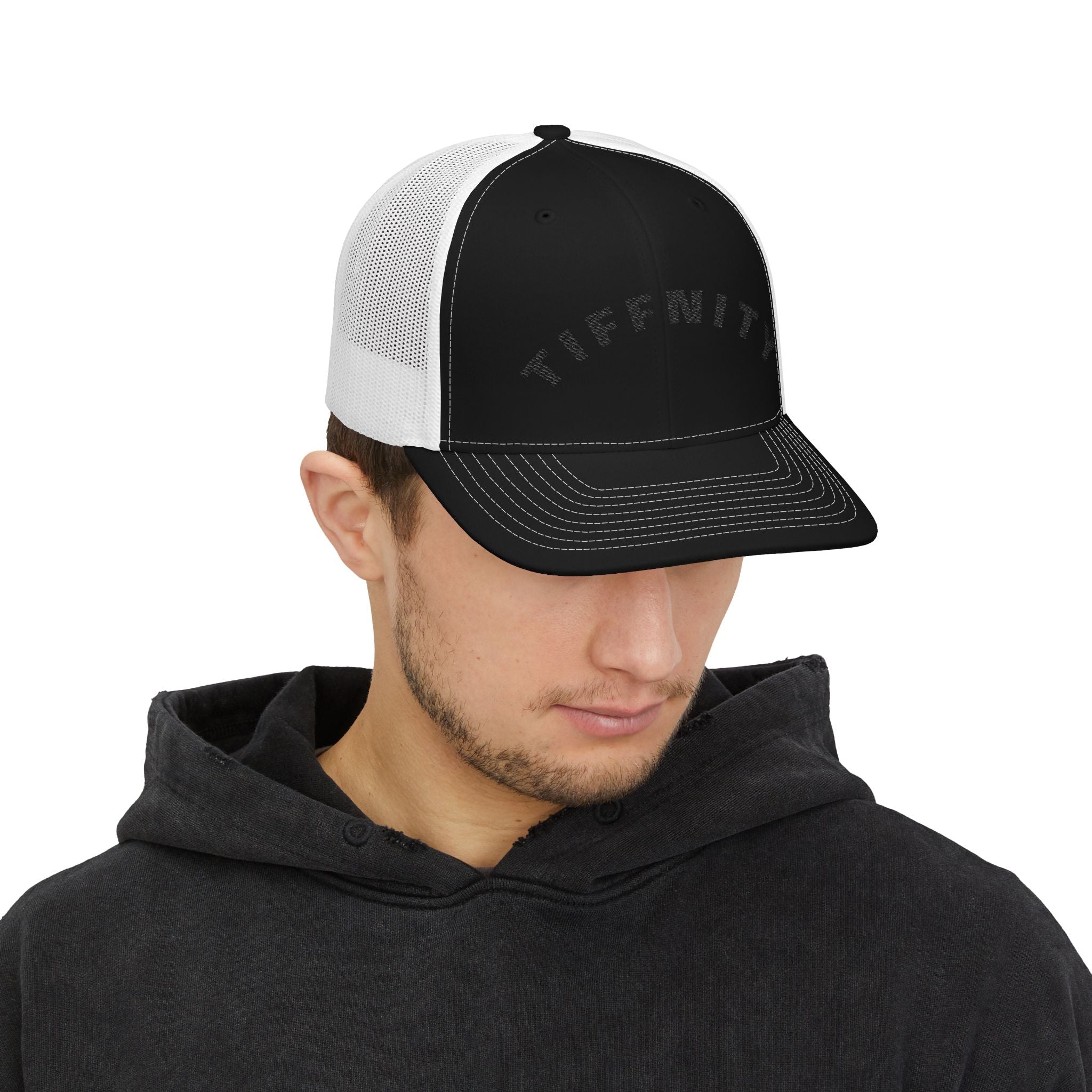 Embroidered Curved Text Trucker Cap | Custom Snapback Hat