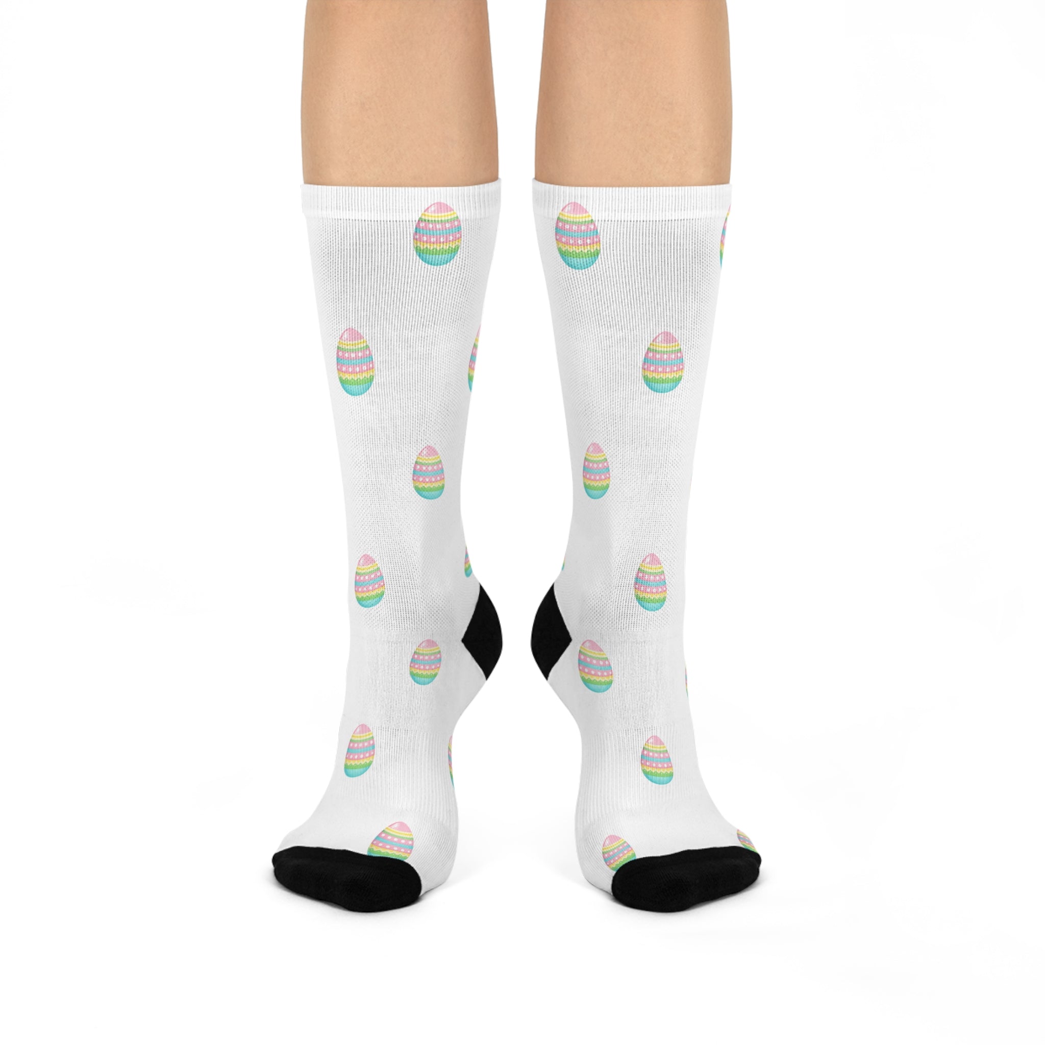 Pastel Easter Egg Crew Socks | White Cushioned Socks