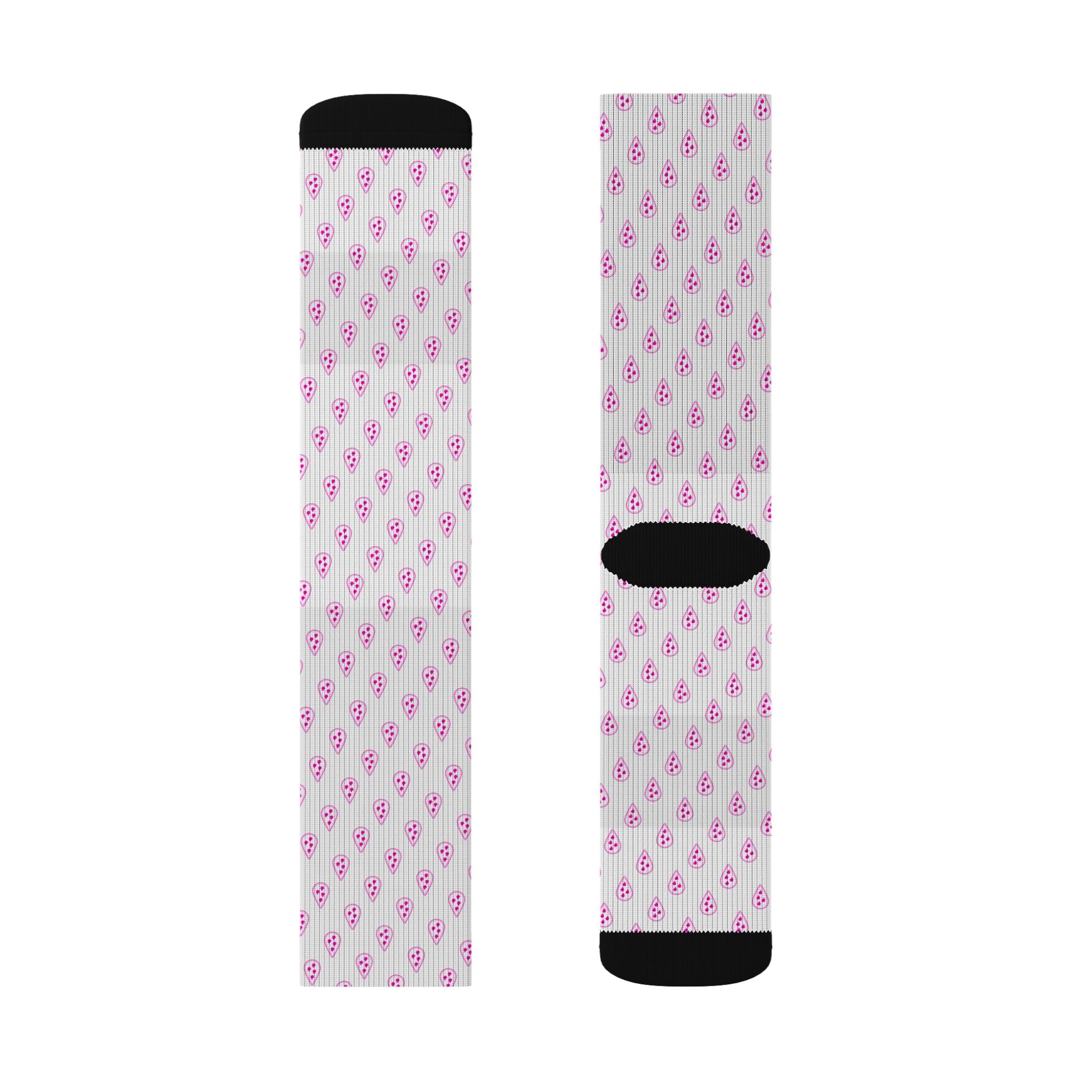 Pink Teardrop Flamingo Pattern Socks | Sublimation Crew Socks
