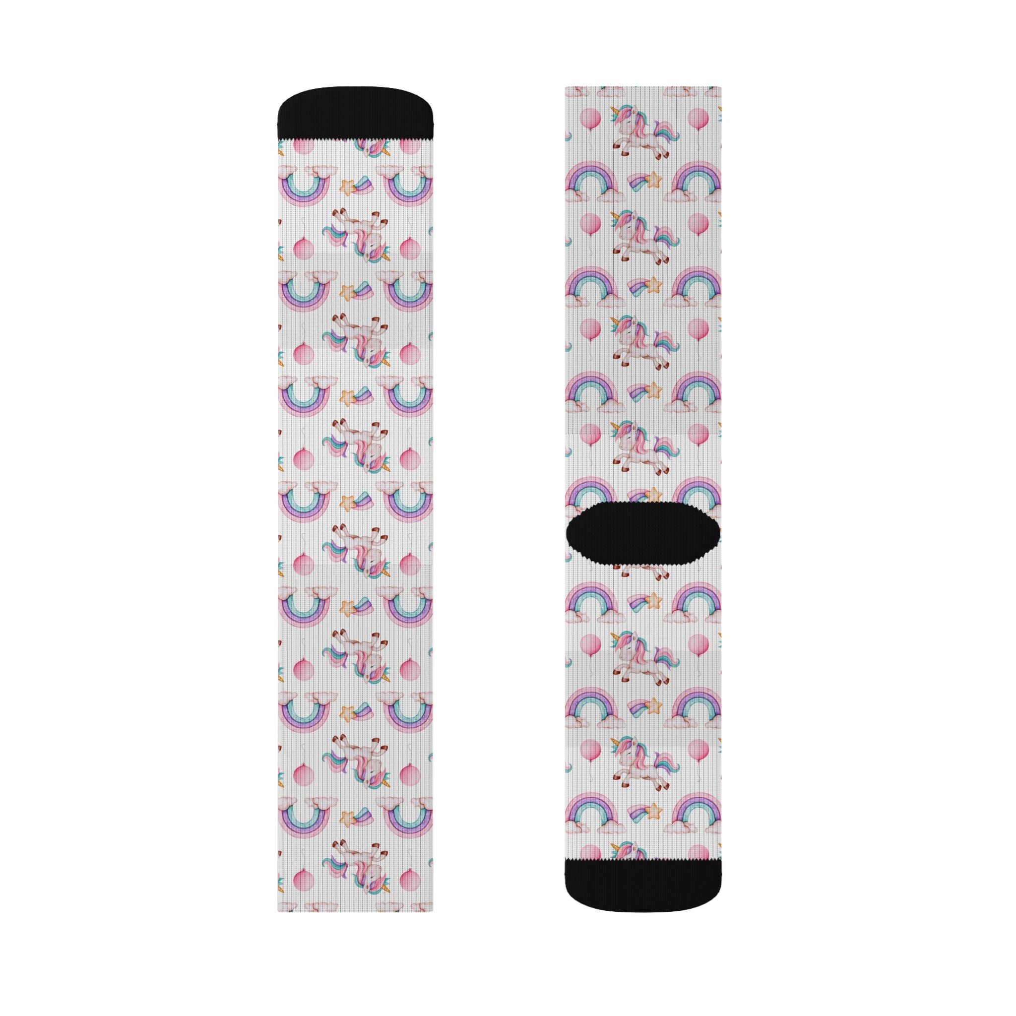 Pastel Rainbows Hearts Socks | Cute Rainbow Pattern Sublimation Socks