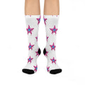 Star Dripping Blue Eye For Protection Cushioned Crew Socks | White Pink Blue Novelty
