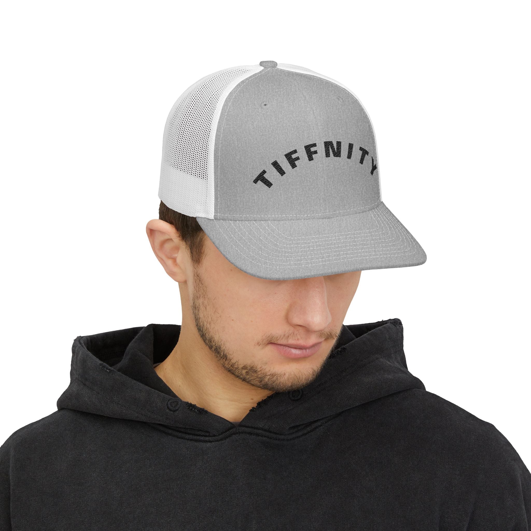 Embroidered Curved Text Trucker Cap | Custom Snapback Hat