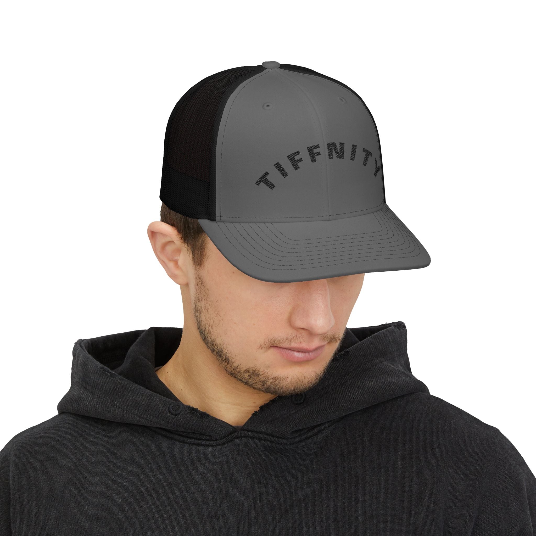 Embroidered Curved Text Trucker Cap | Custom Snapback Hat