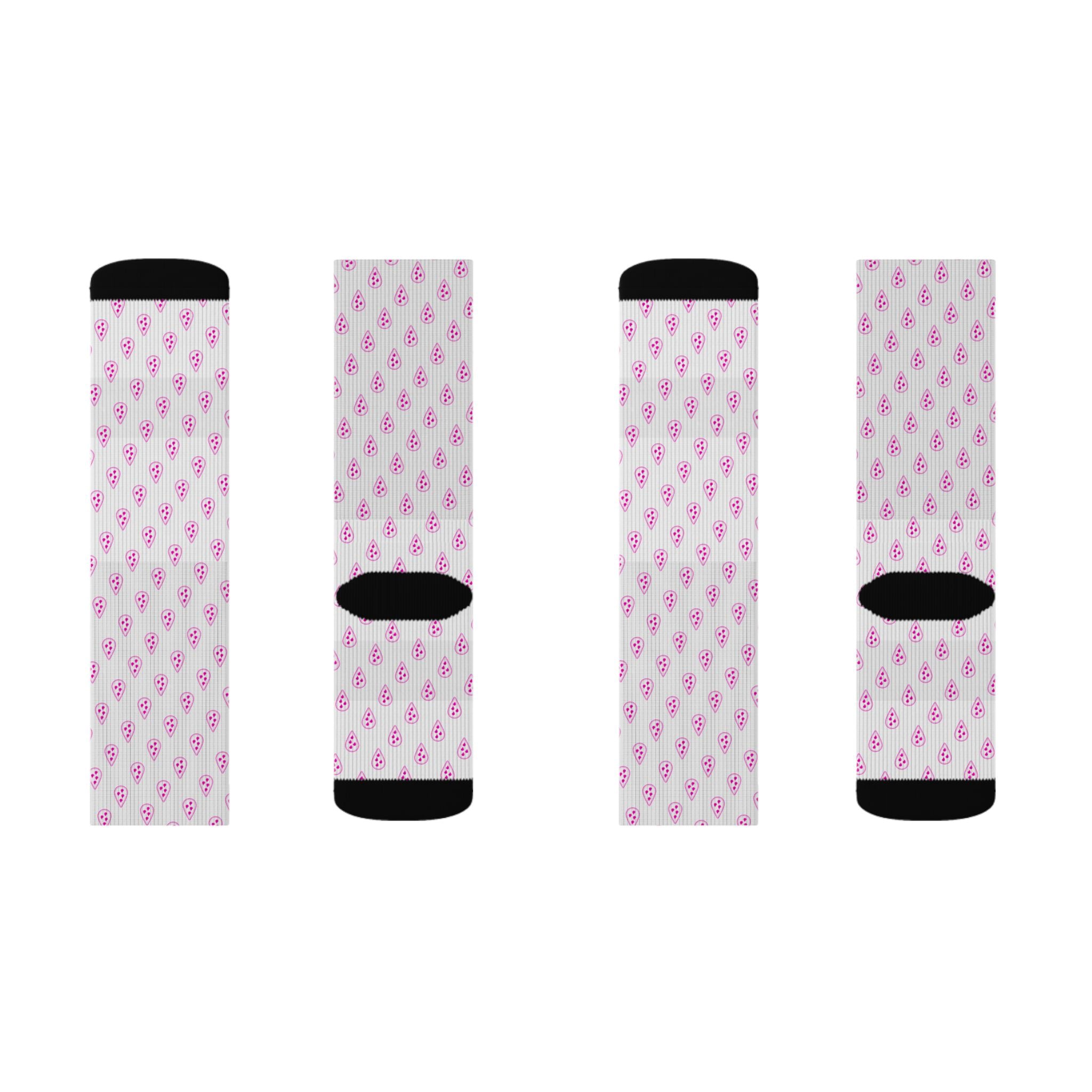 Pink Teardrop Flamingo Pattern Socks | Sublimation Crew Socks