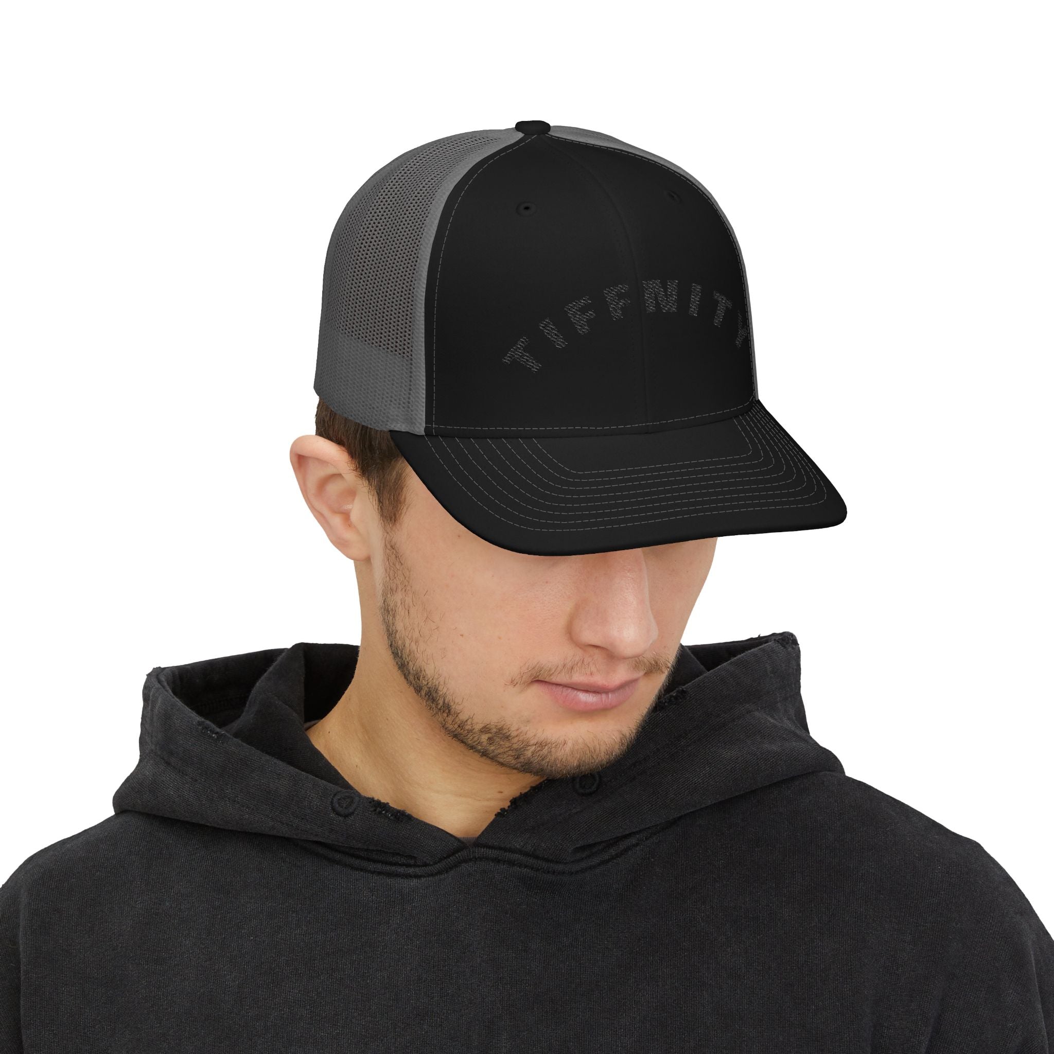 Embroidered Curved Text Trucker Cap | Custom Snapback Hat