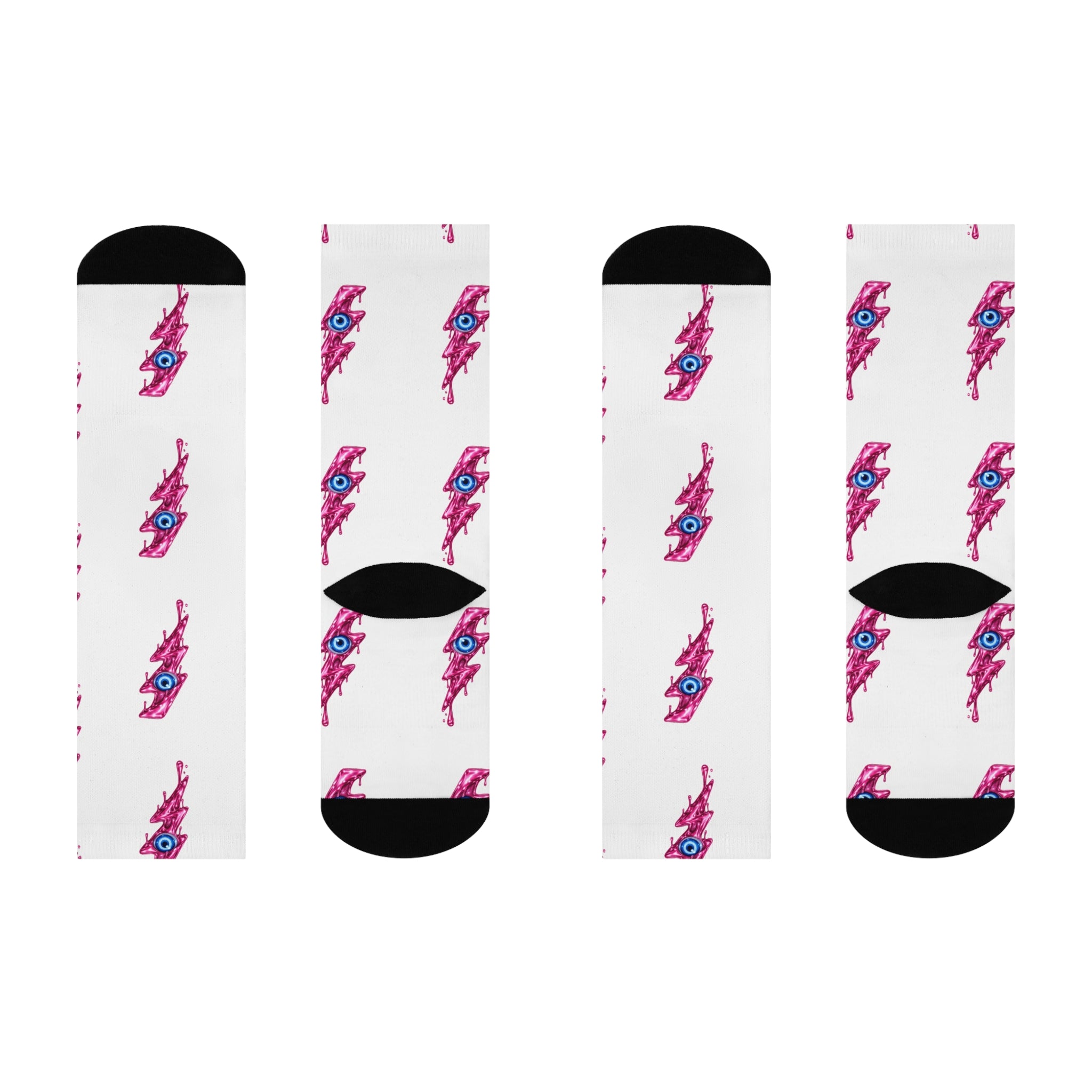 Pink Lightning | Protection | Evil Eye socks | Crew Socks, Patterned Graphic