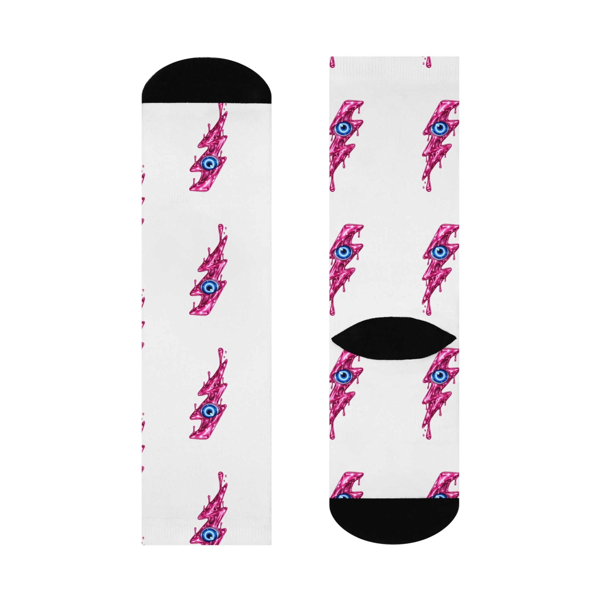 Pink Lightning | Protection | Evil Eye socks | Crew Socks, Patterned Graphic
