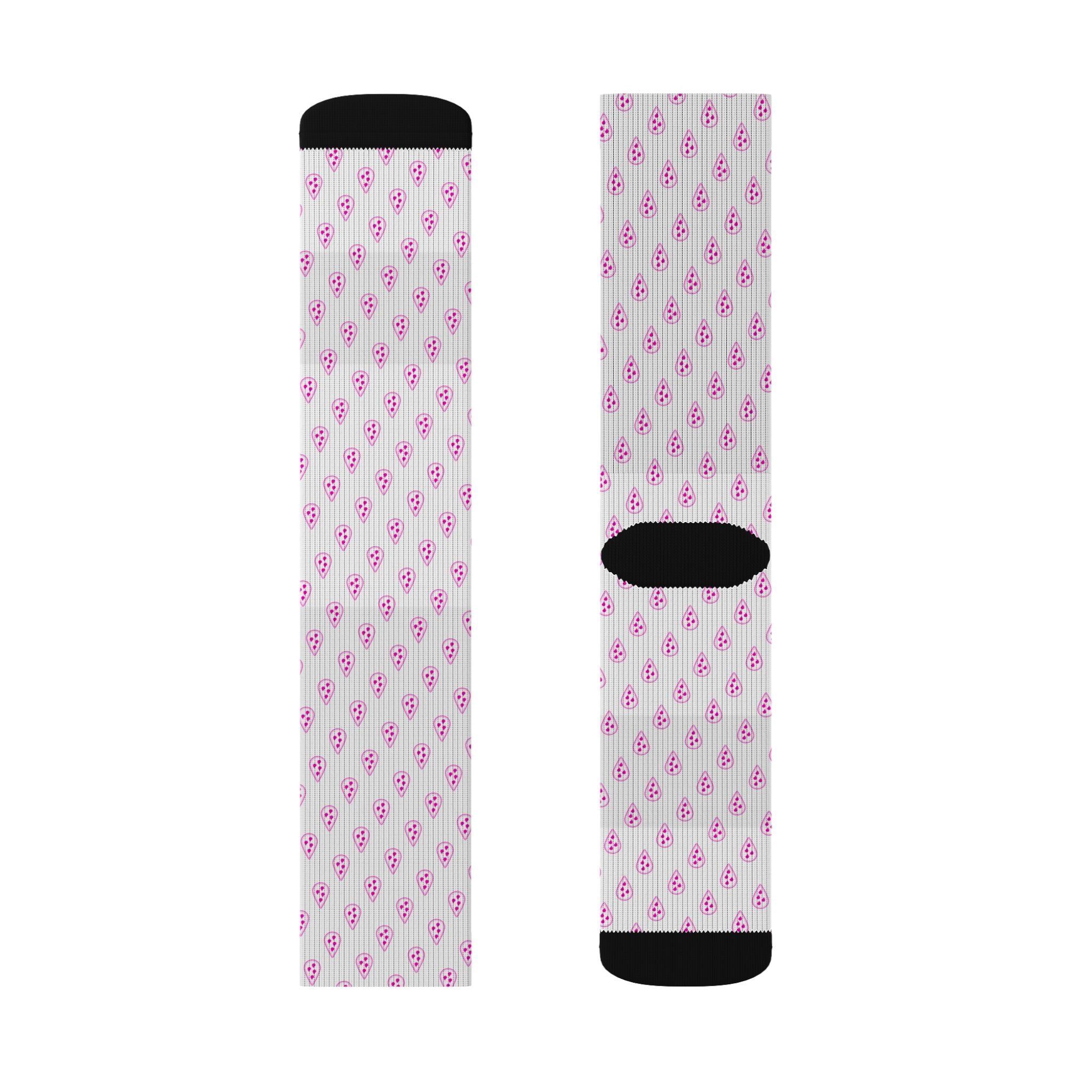 Pink Teardrop Flamingo Pattern Socks | Sublimation Crew Socks