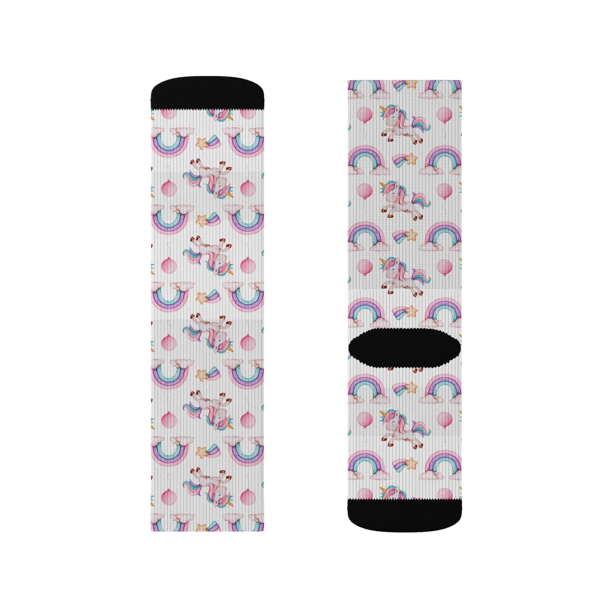 Pastel Rainbows Hearts Socks | Cute Rainbow Pattern Sublimation Socks