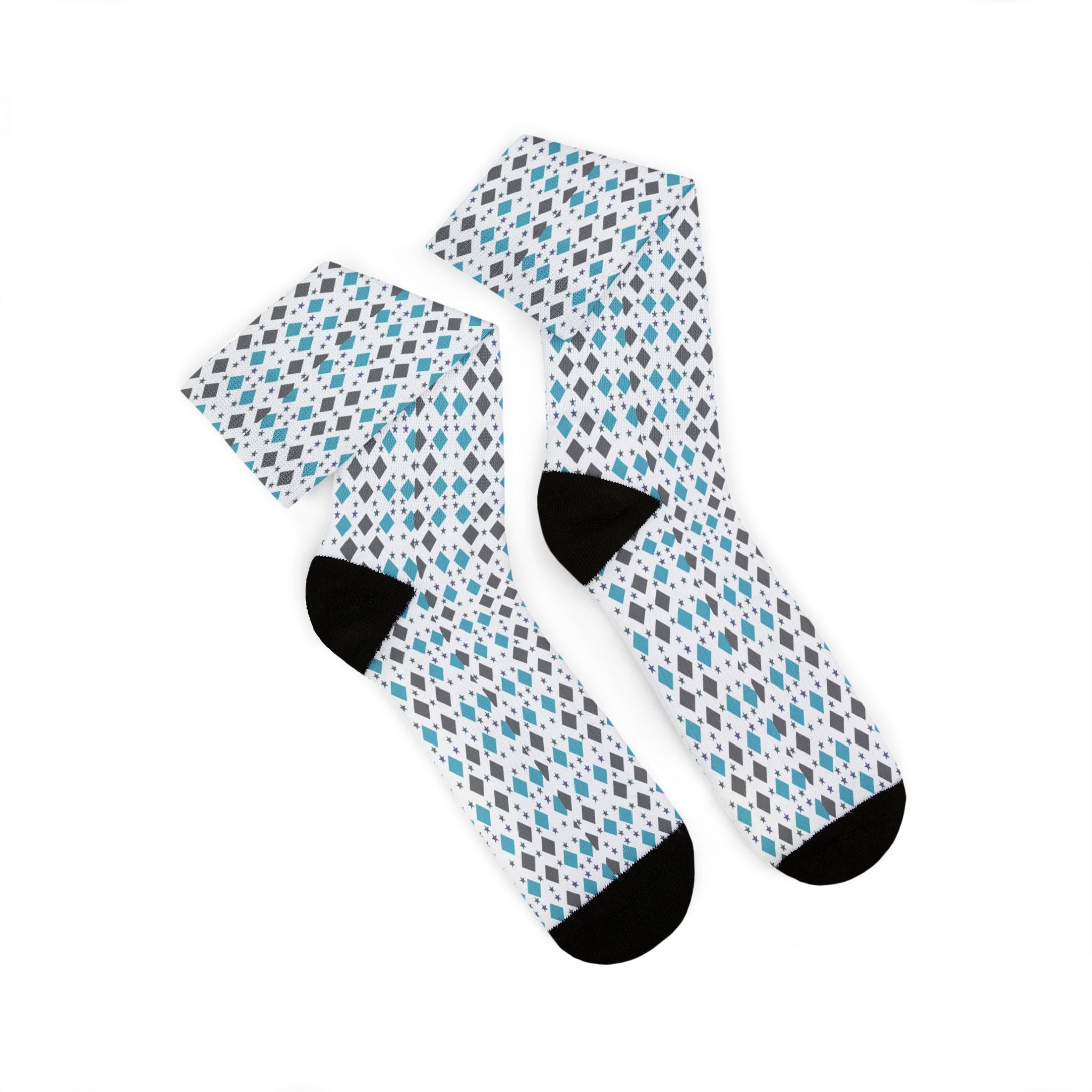 Geometric Teal Diamond Pattern Socks | Sublimation Socks