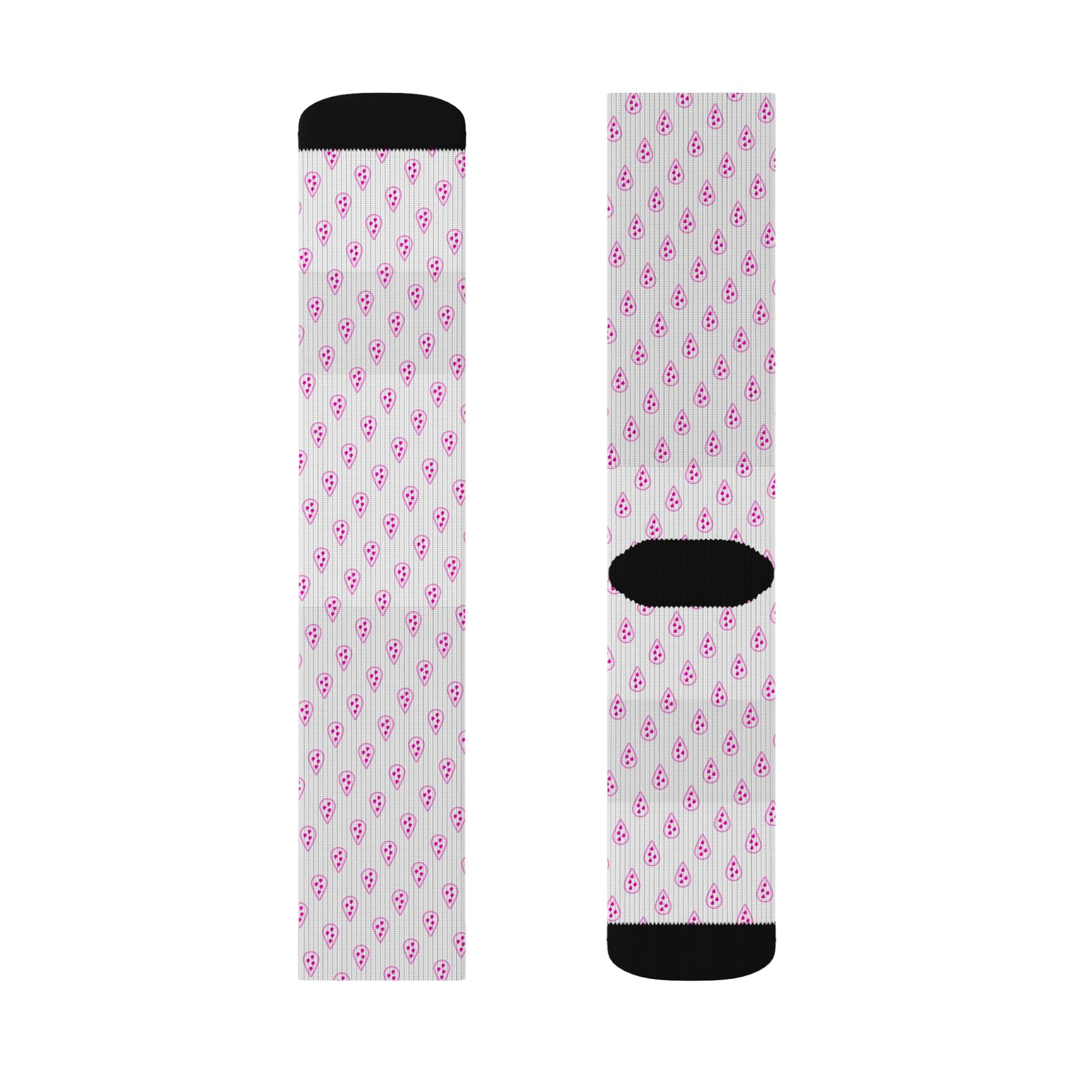 Pink Teardrop Flamingo Pattern Socks | Sublimation Crew Socks