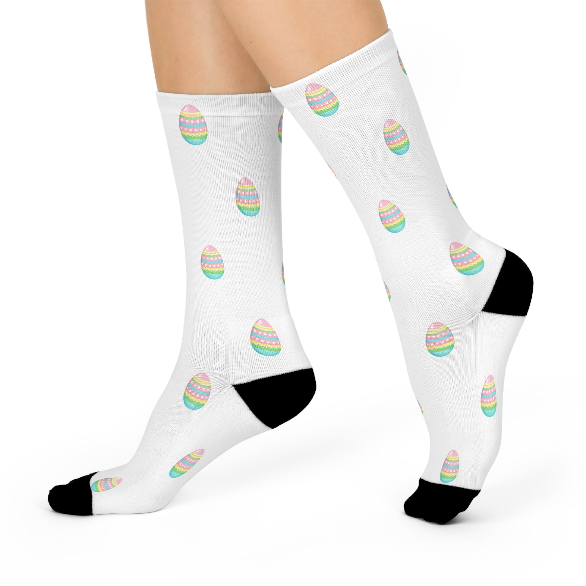 Pastel Easter Egg Crew Socks | White Cushioned Socks