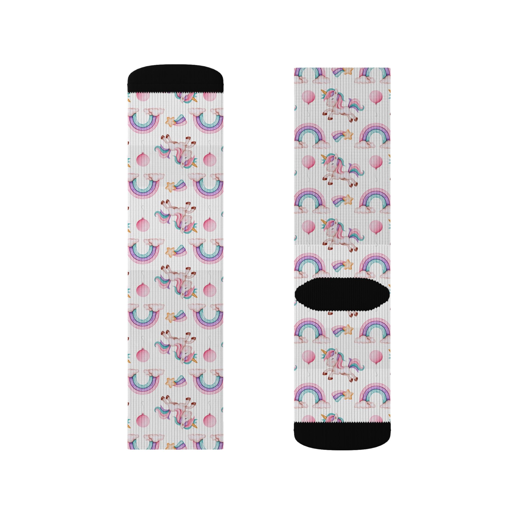 Pastel Rainbows Hearts Socks | Cute Rainbow Pattern Sublimation Socks