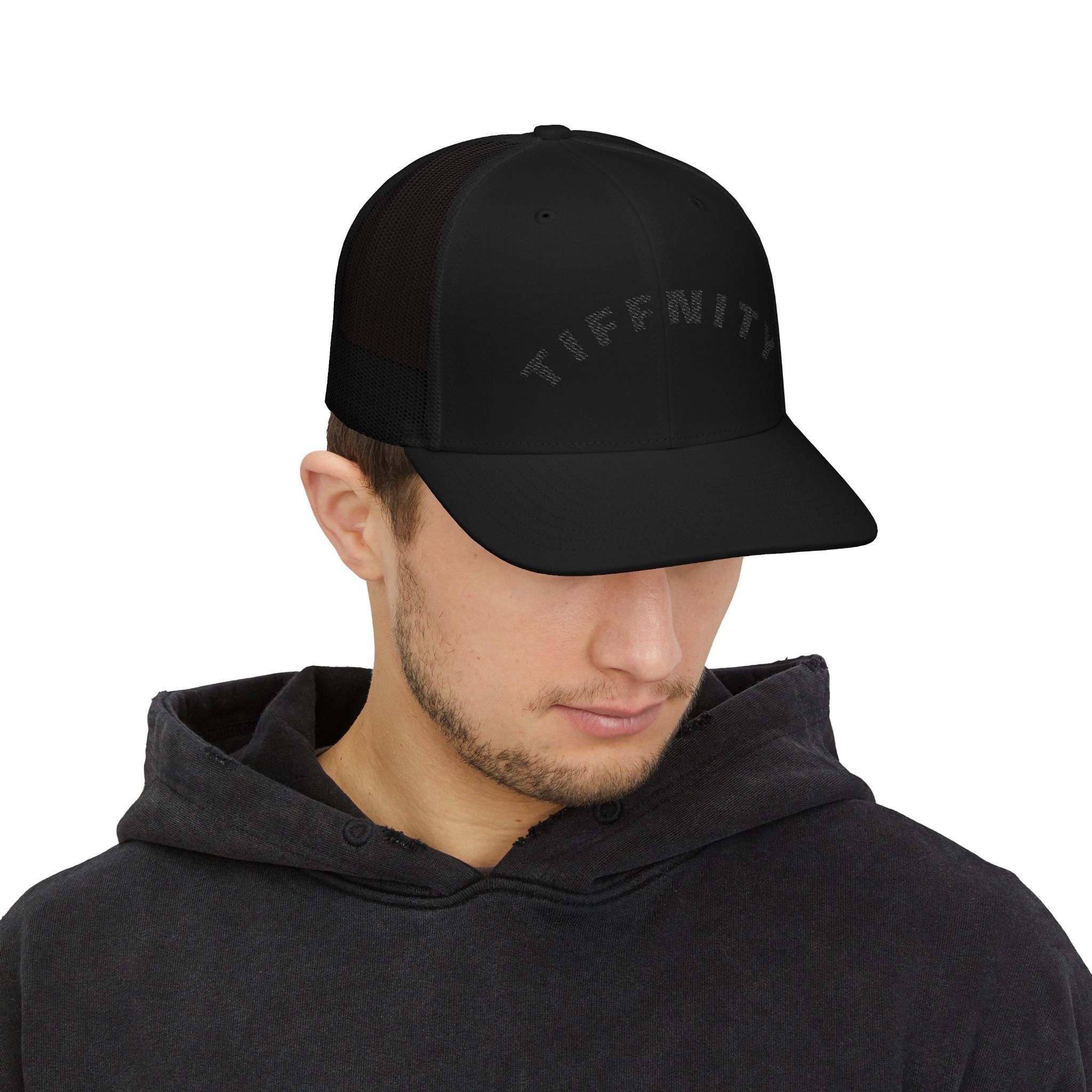 Embroidered Curved Text Trucker Cap | Custom Snapback Hat