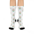 Easter Bunny and Colorful Eggs Cushioned Crew Socks | Holiday Spring Pattern