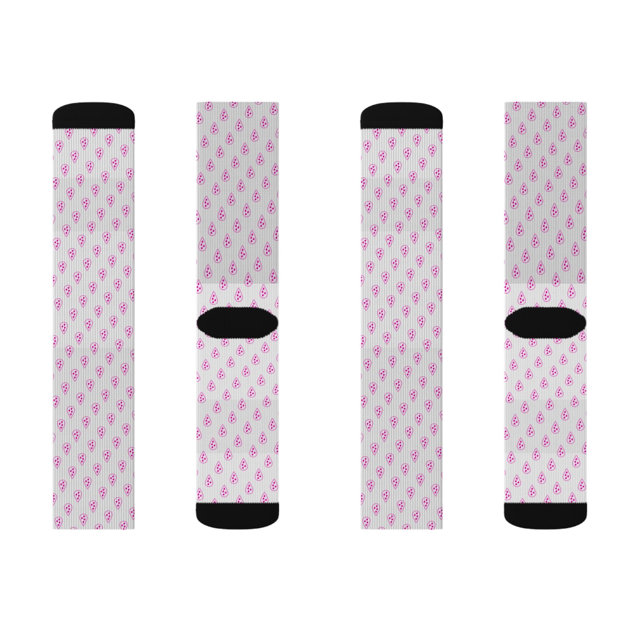 Pink Teardrop Flamingo Pattern Socks | Sublimation Crew Socks