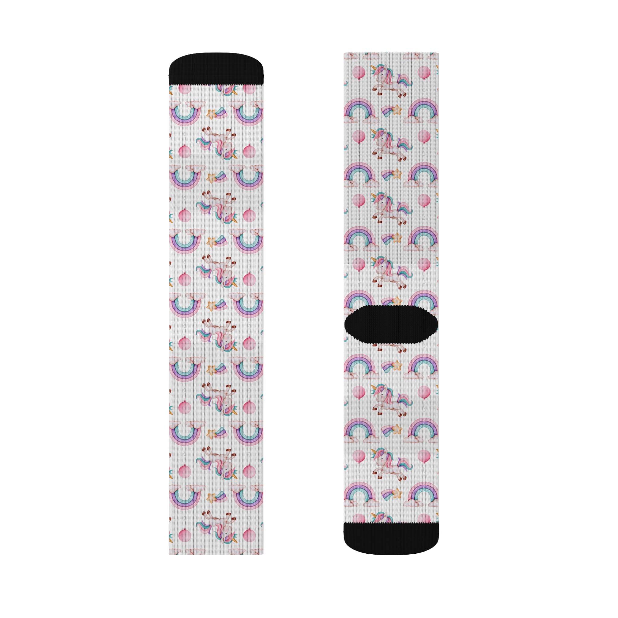 Pastel Rainbows Hearts Socks | Cute Rainbow Pattern Sublimation Socks