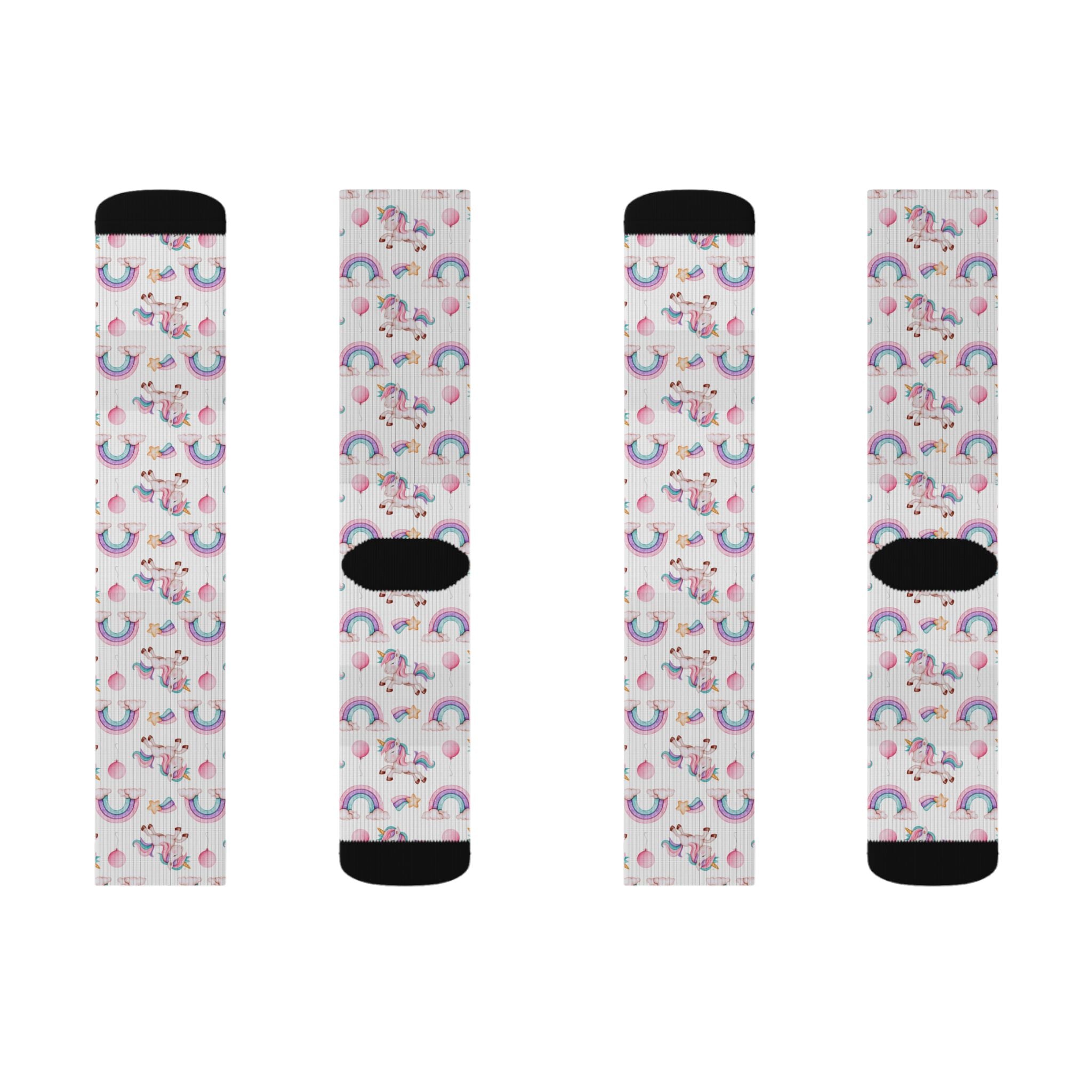 Pastel Rainbows Hearts Socks | Cute Rainbow Pattern Sublimation Socks