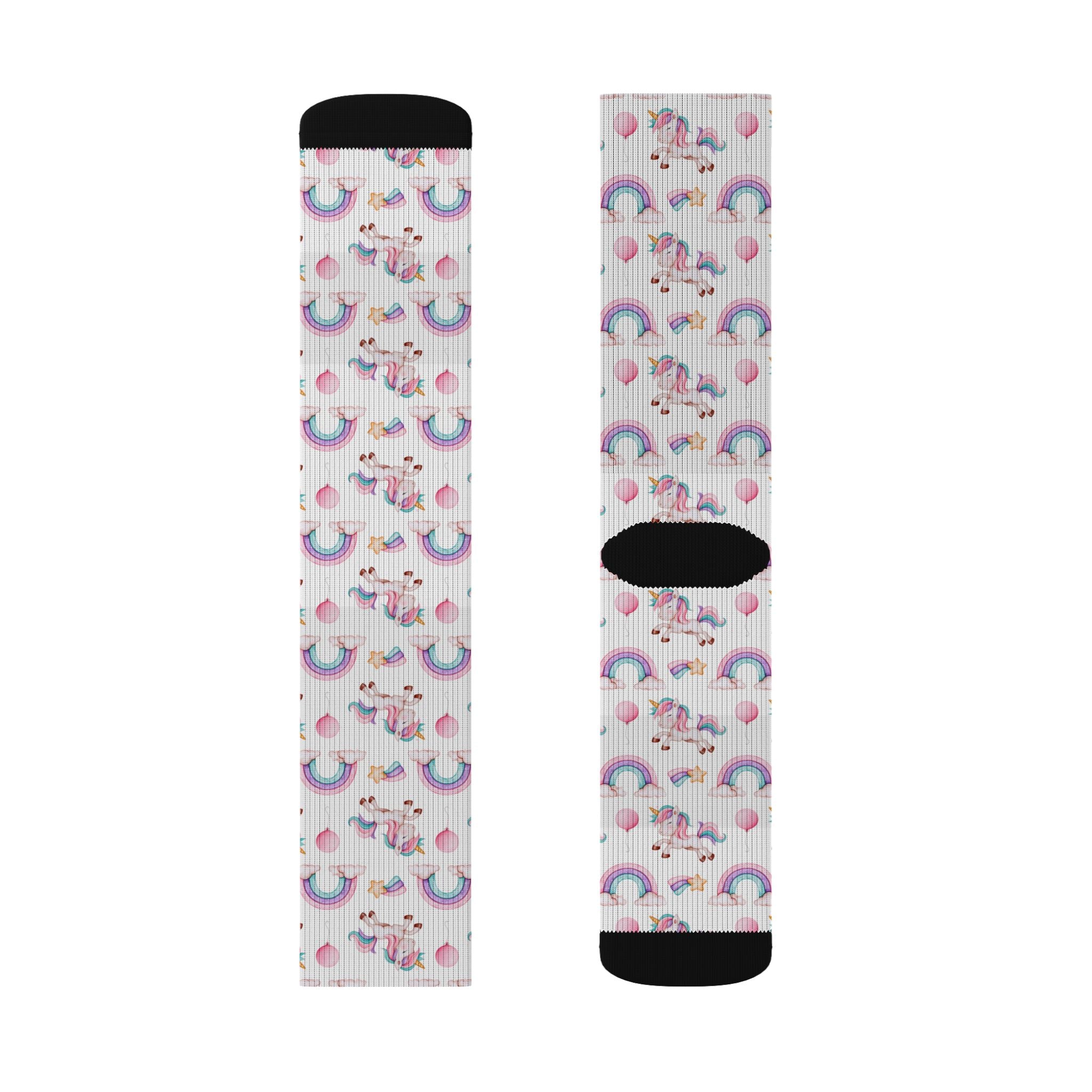 Pastel Rainbows Hearts Socks | Cute Rainbow Pattern Sublimation Socks
