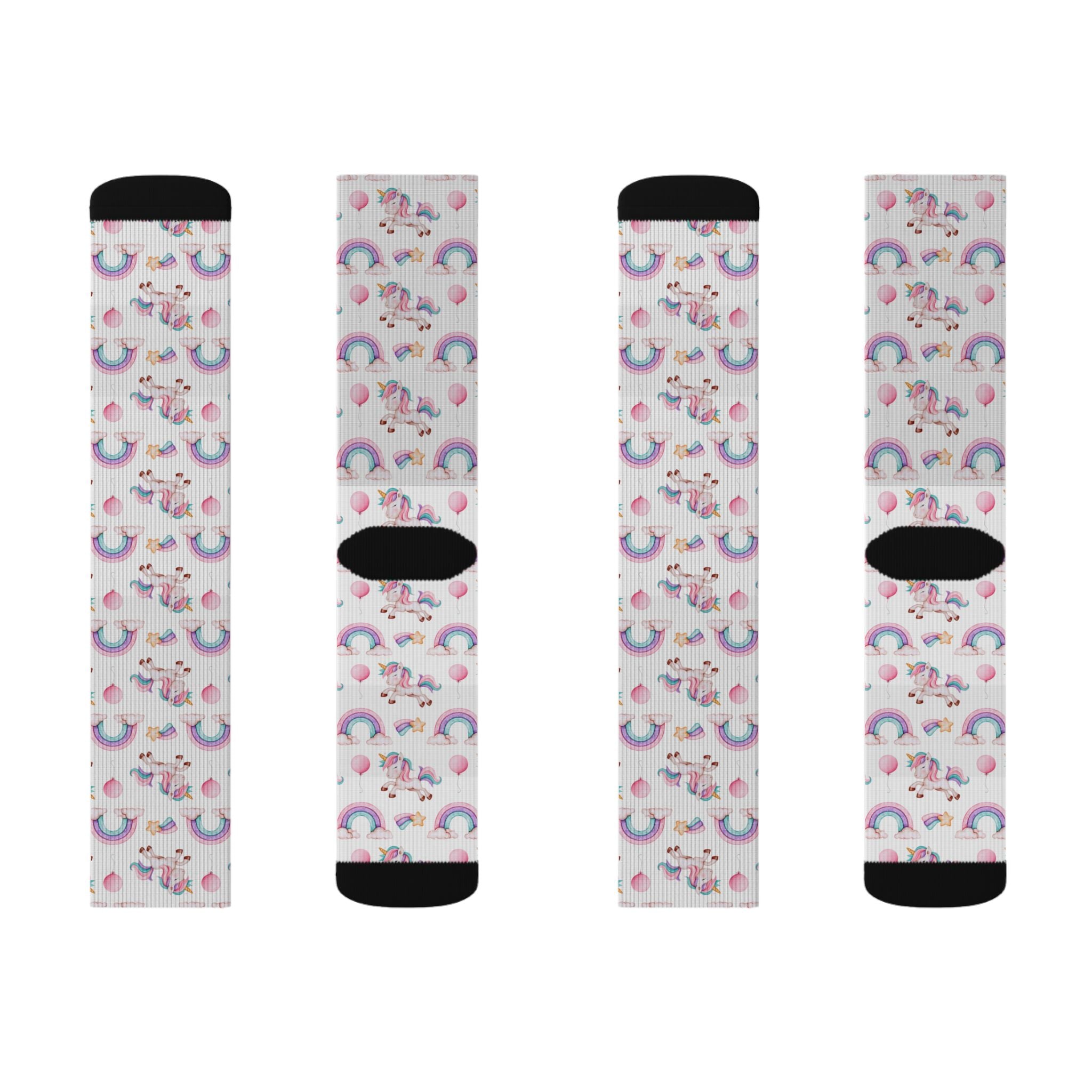 Pastel Rainbows Hearts Socks | Cute Rainbow Pattern Sublimation Socks
