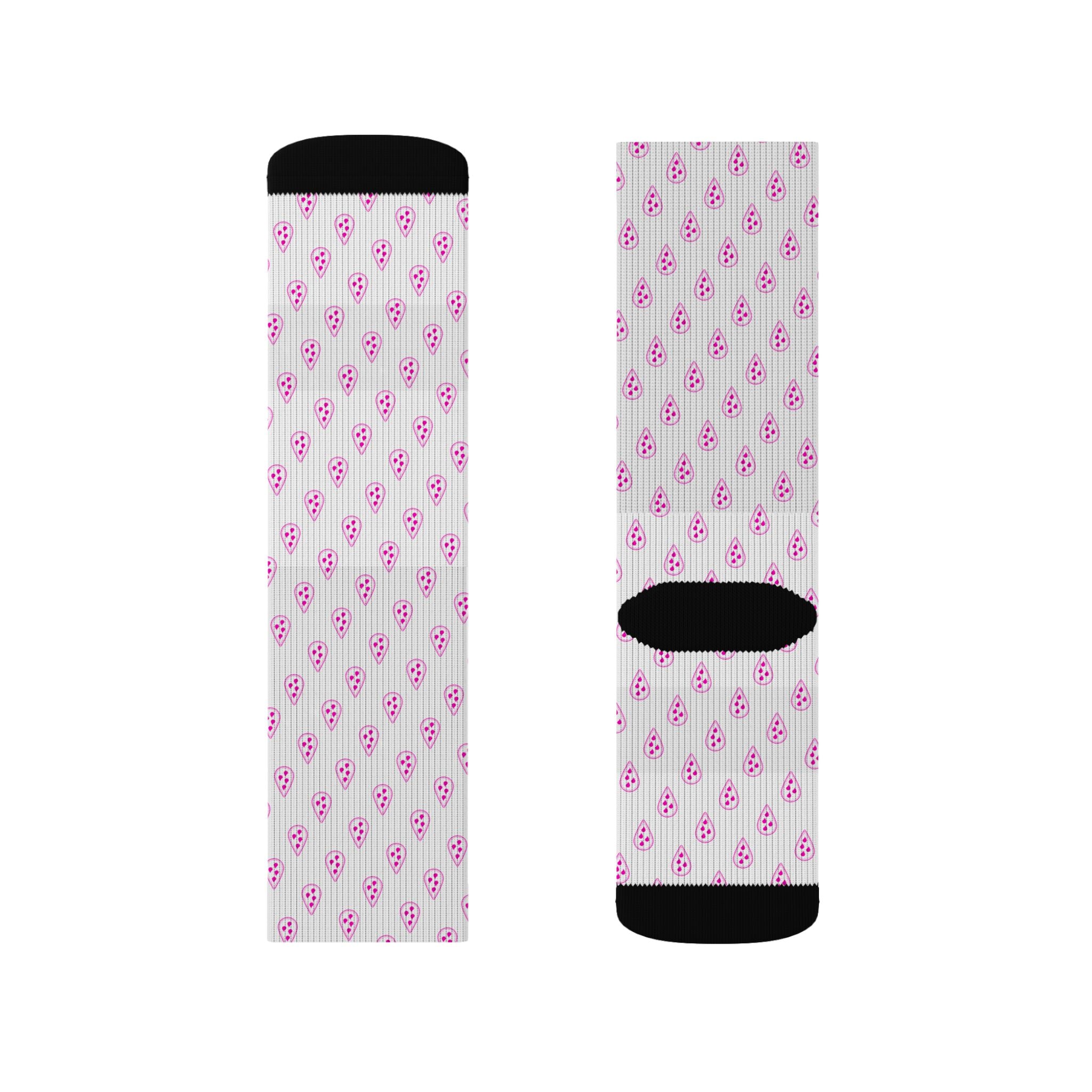 Pink Teardrop Flamingo Pattern Socks | Sublimation Crew Socks
