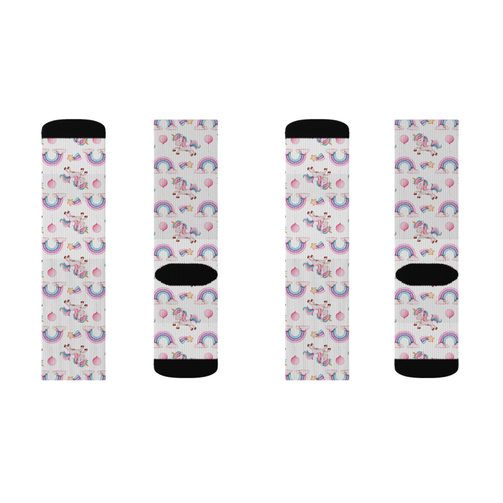 Pastel Rainbows Hearts Socks | Cute Rainbow Pattern Sublimation Socks