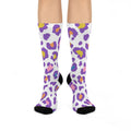 Purple Leopard Print Cushioned Crew Socks | Colorful Animal Print